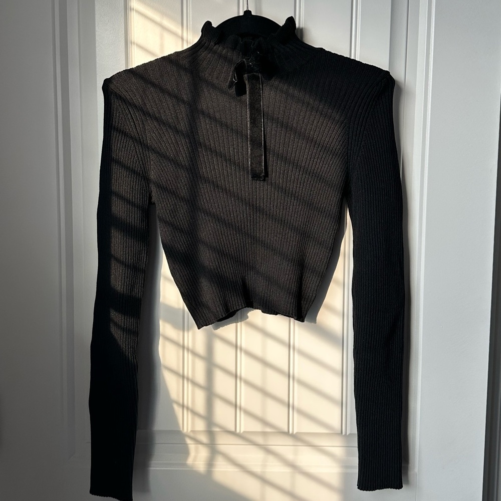Black Zara top with bow